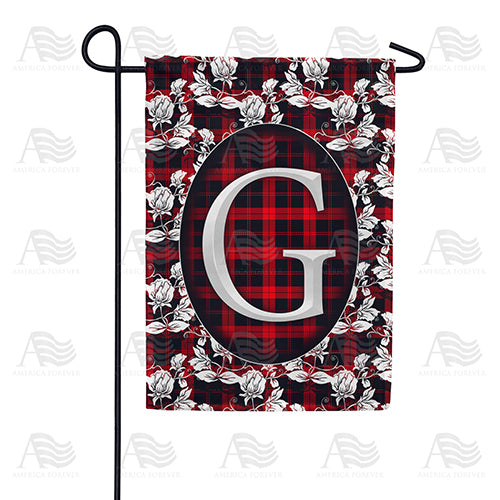 America Forever Elegant Red And Black Plaid Monogram Garden Flag