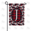 America Forever Elegant Red And Black Plaid Monogram Garden Flag