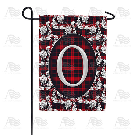 America Forever Elegant Red And Black Plaid Monogram Garden Flag