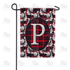 America Forever Elegant Red And Black Plaid Monogram Garden Flag
