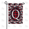 America Forever Elegant Red And Black Plaid Monogram Garden Flag