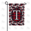 America Forever Elegant Red And Black Plaid Monogram Garden Flag