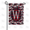 Elegant Red And Black Plaid Monogram Garden Flag