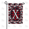 America Forever Elegant Red And Black Plaid Monogram Garden Flag