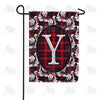 America Forever Elegant Red And Black Plaid Monogram Garden Flag
