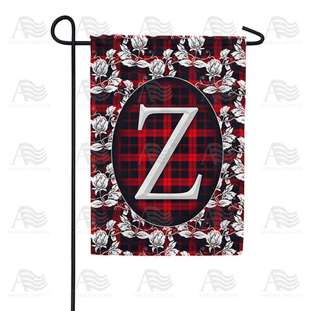 America Forever Elegant Red And Black Plaid Monogram Garden Flag