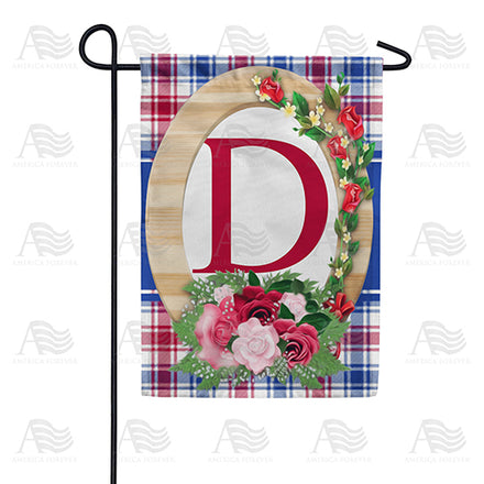 America Forever Roses On Wood Frame Monogram Garden Flag