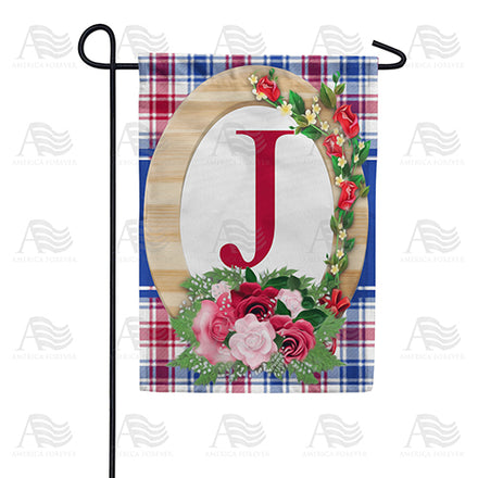 America Forever Roses On Wood Frame Monogram Garden Flag