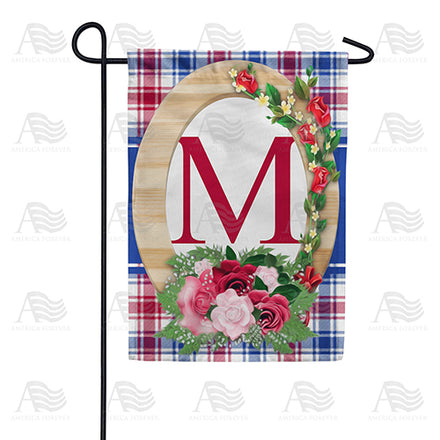 America Forever Roses On Wood Frame Monogram Garden Flag