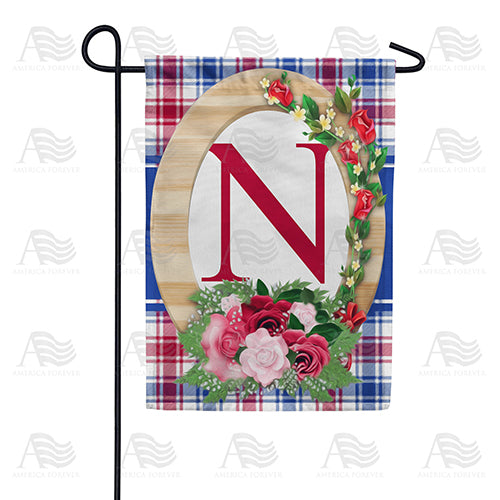 America Forever Roses On Wood Frame Monogram Garden Flag