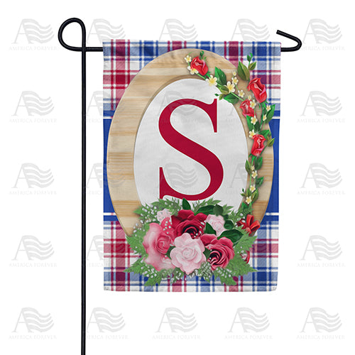 America Forever Roses On Wood Frame Monogram Garden Flag