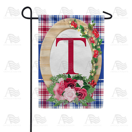 America Forever Roses On Wood Frame Monogram Garden Flag