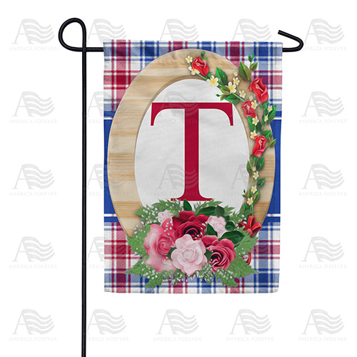 America Forever Roses On Wood Frame Monogram Garden Flag