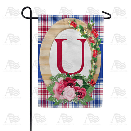 America Forever Roses On Wood Frame Monogram Garden Flag