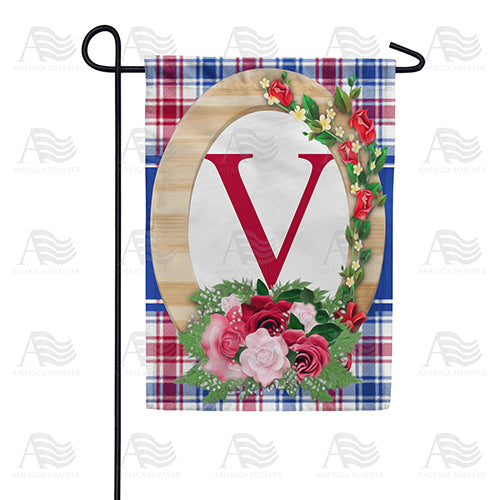 America Forever Roses On Wood Frame Monogram Garden Flag