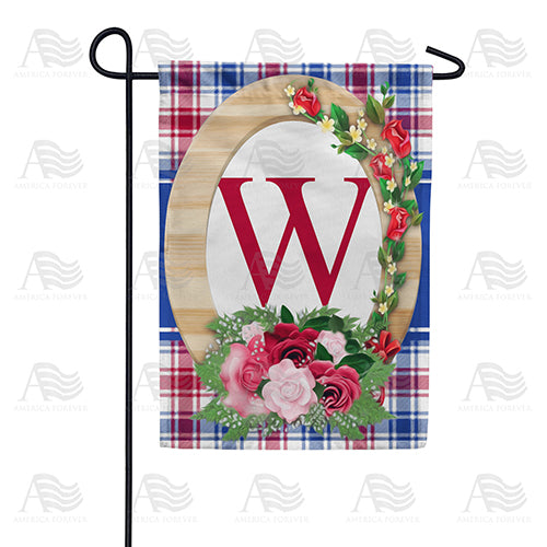America Forever Roses On Wood Frame Monogram Garden Flag