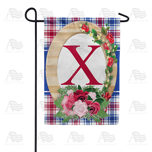 America Forever Roses On Wood Frame Monogram Garden Flag