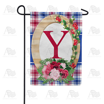 America Forever Roses On Wood Frame Monogram Garden Flag