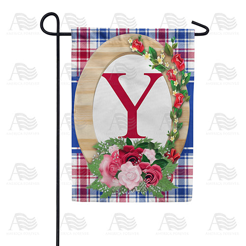 America Forever Roses On Wood Frame Monogram Garden Flag