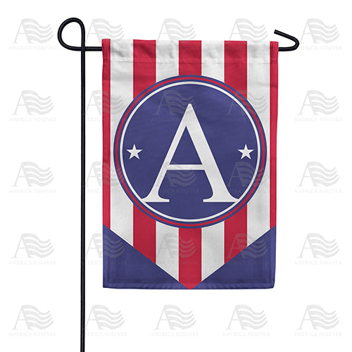 America Forever Red, White And Blue Emblem Monogram Garden Flag
