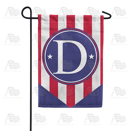 America Forever Red, White And Blue Emblem Monogram Garden Flag