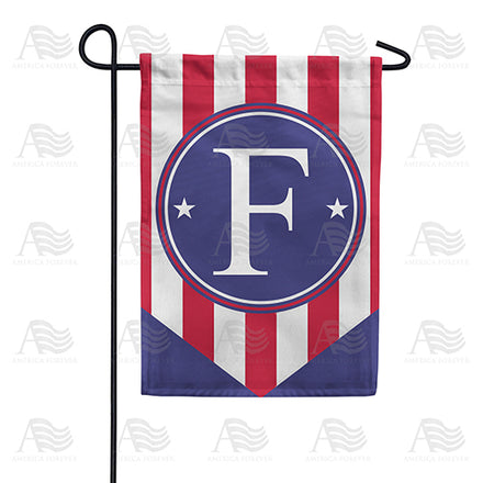 America Forever Red, White And Blue Emblem Monogram Garden Flag