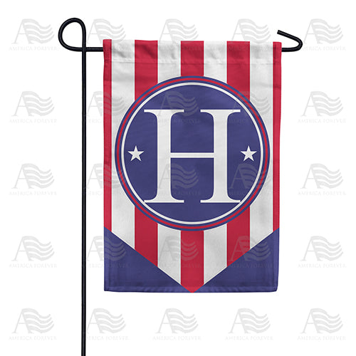 America Forever Red, White And Blue Emblem Monogram Garden Flag