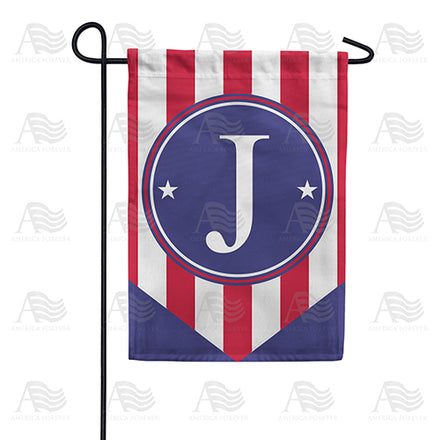 America Forever Red, White And Blue Emblem Monogram Garden Flag