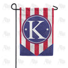America Forever Red, White And Blue Emblem Monogram Garden Flag