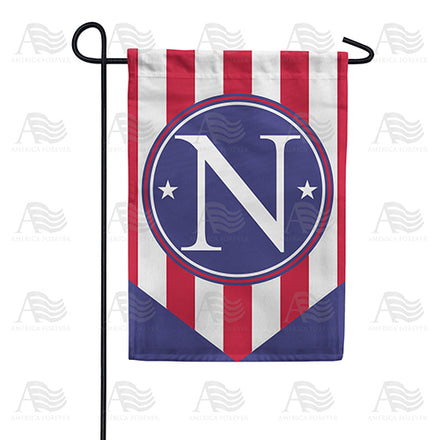 America Forever Red, White And Blue Emblem Monogram Garden Flag