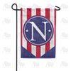 America Forever Red, White And Blue Emblem Monogram Garden Flag