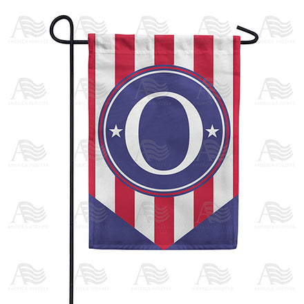 America Forever Red, White And Blue Emblem Monogram Garden Flag