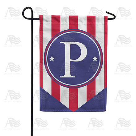 America Forever Red, White And Blue Emblem Monogram Garden Flag