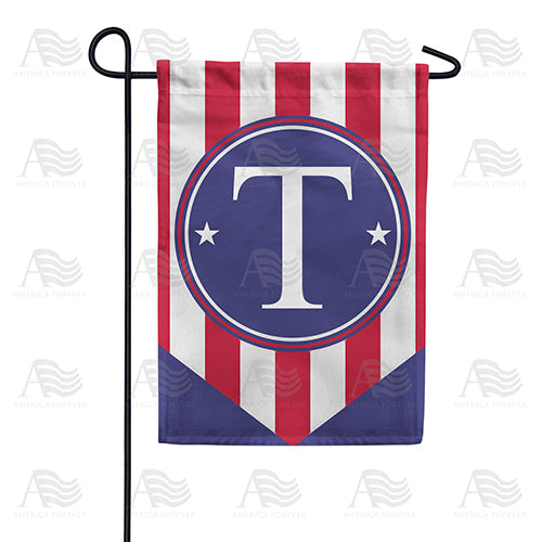 America Forever Red, White And Blue Emblem Monogram Garden Flag