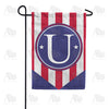 America Forever Red, White And Blue Emblem Monogram Garden Flag
