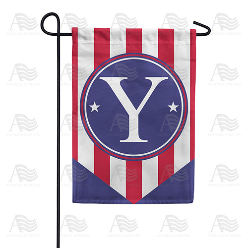America Forever Red, White And Blue Emblem Monogram Garden Flag