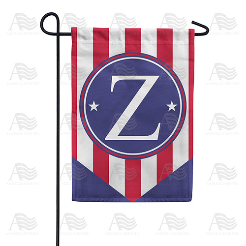 America Forever Red, White And Blue Emblem Monogram Garden Flag