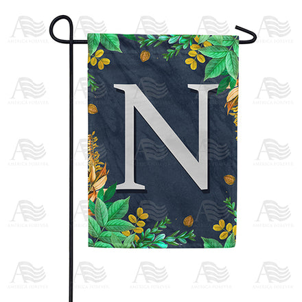America Forever Fern On Slate Monogram Garden Flag