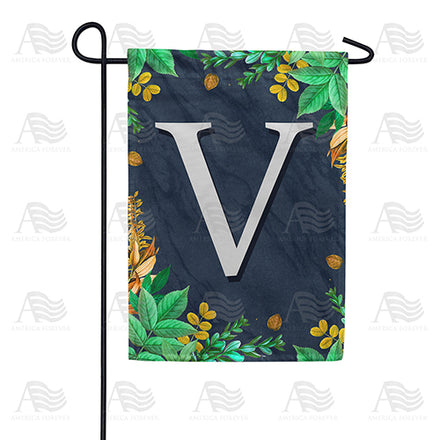 America Forever Fern On Slate Monogram Garden Flag