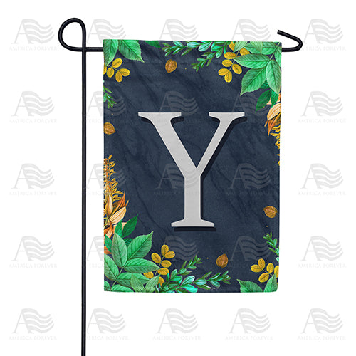 America Forever Fern On Slate Monogram Garden Flag