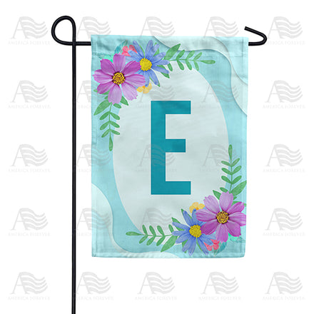 Cosmos On Blue Wood Monogram Garden Flag