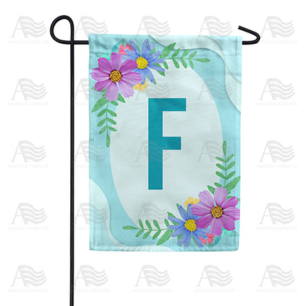 Cosmos On Blue Wood Monogram Garden Flag