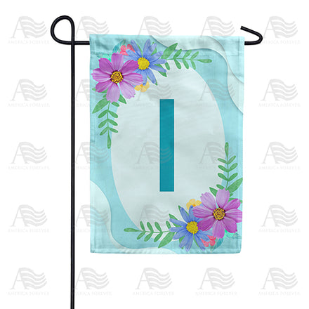 Cosmos On Blue Wood Monogram Garden Flag