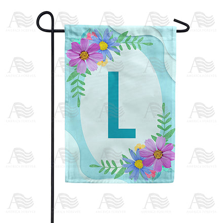 Cosmos On Blue Wood Monogram Garden Flag