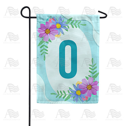 Cosmos On Blue Wood Monogram Garden Flag