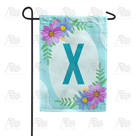 Cosmos On Blue Wood Monogram Garden Flag