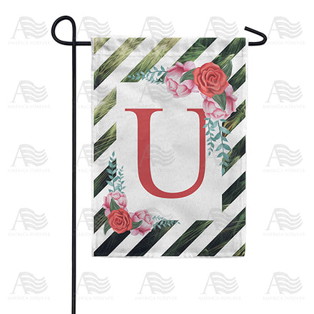 America Forever White Lattice Monogram Garden Flag
