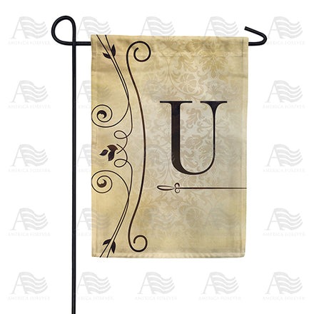 America Forever Fancy Scroll Monogram Garden Flag