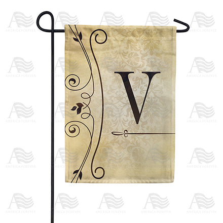 America Forever Fancy Scroll Monogram Garden Flag