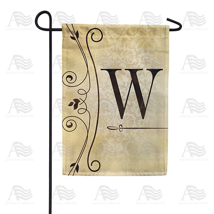 America Forever Fancy Scroll Monogram Garden Flag